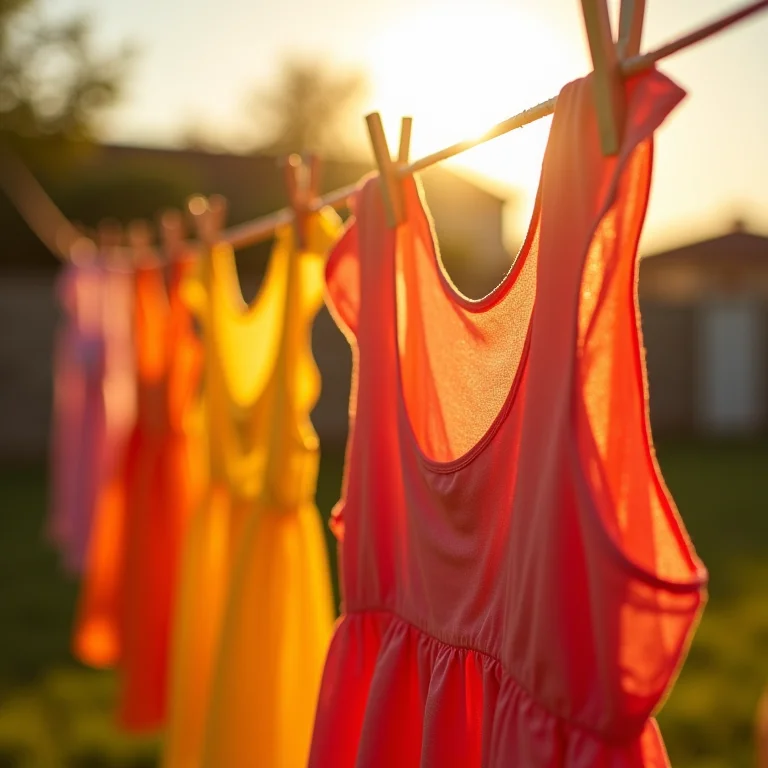 Roupas coloridas desbotando ao sol