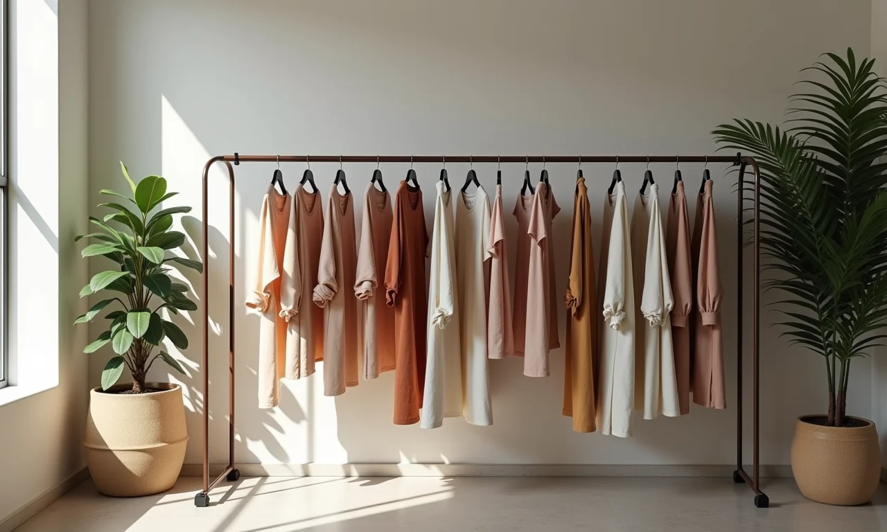 Roupas de marcas brasileiras de slow fashion em boutique.