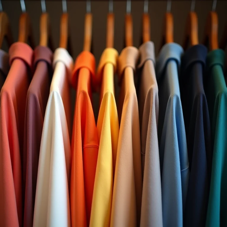 Roupas organizadas por cor em um closet