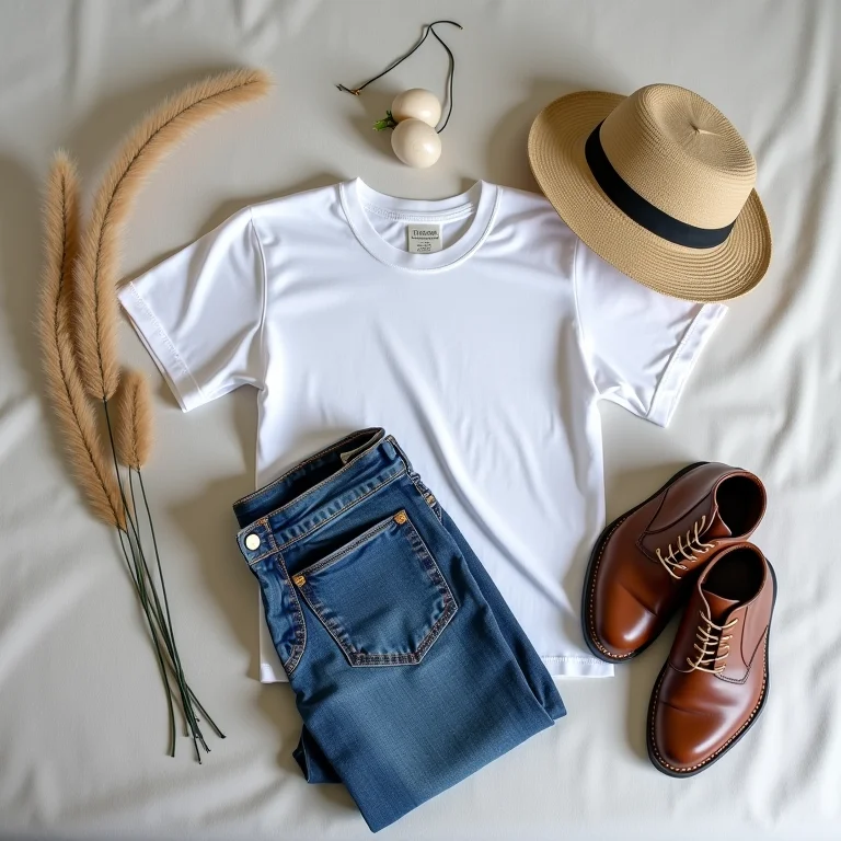 Roupas sustentáveis de algodão orgânico e jeans.