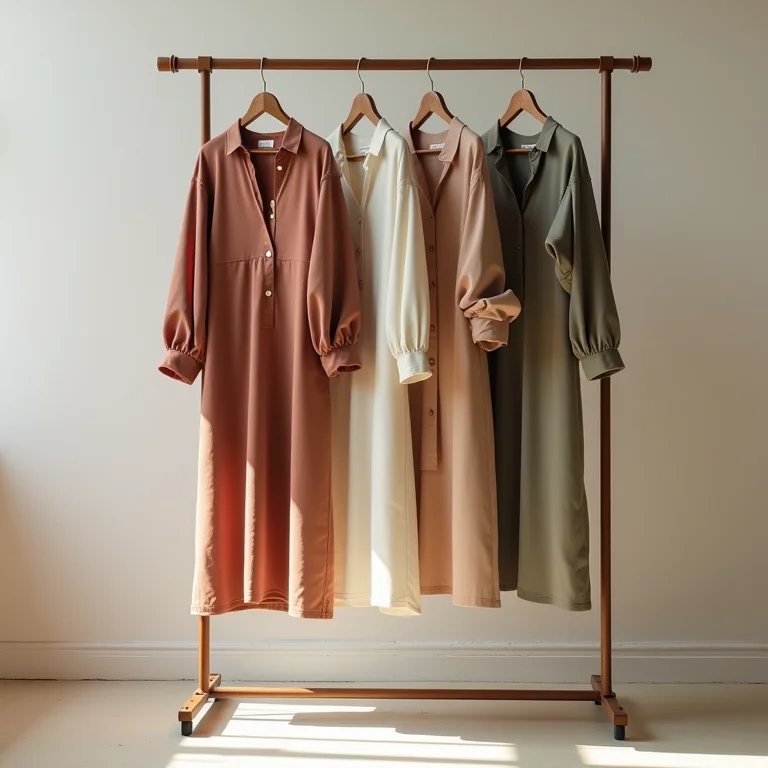 Roupas sustentáveis penduradas em arara