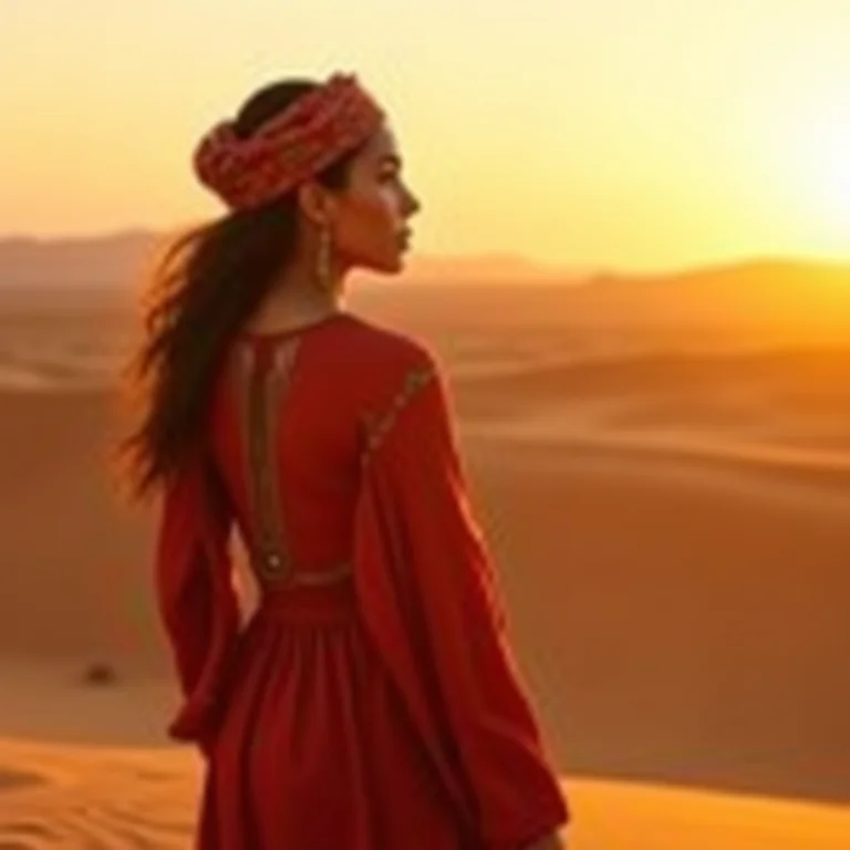 Safári no Deserto do Saara: mulher observa o nascer do sol.