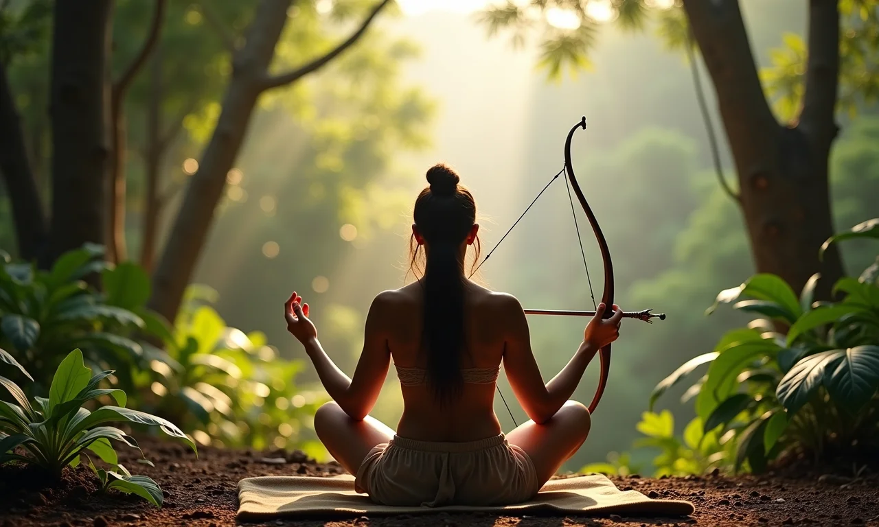 Sagitariana meditando em meio à natureza exuberante do Brasil.