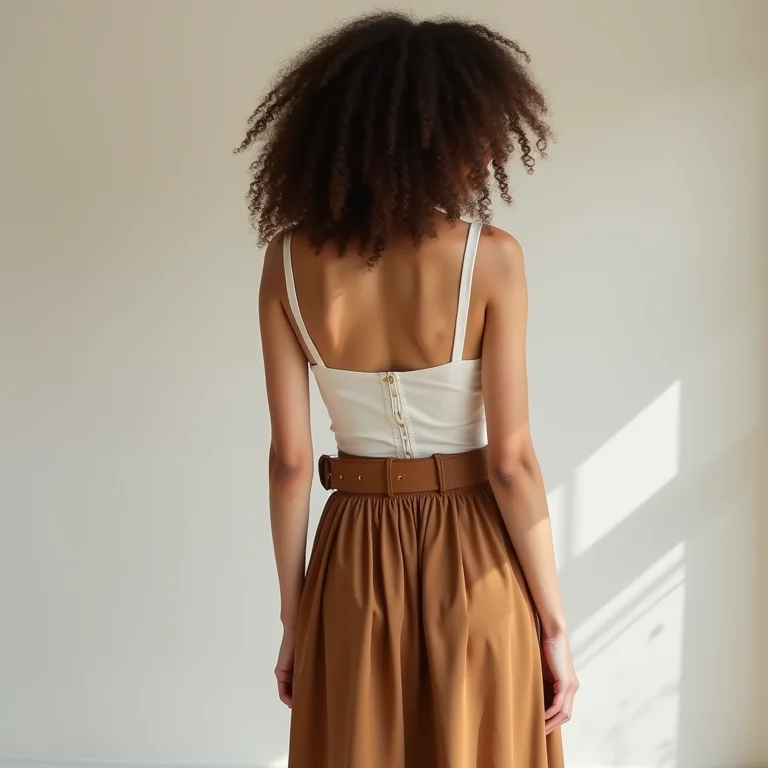 Saia mídi com cinto