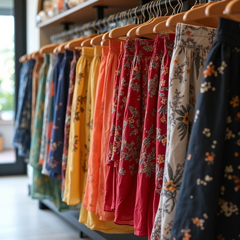 Saia pareô à venda em loja de roupas.