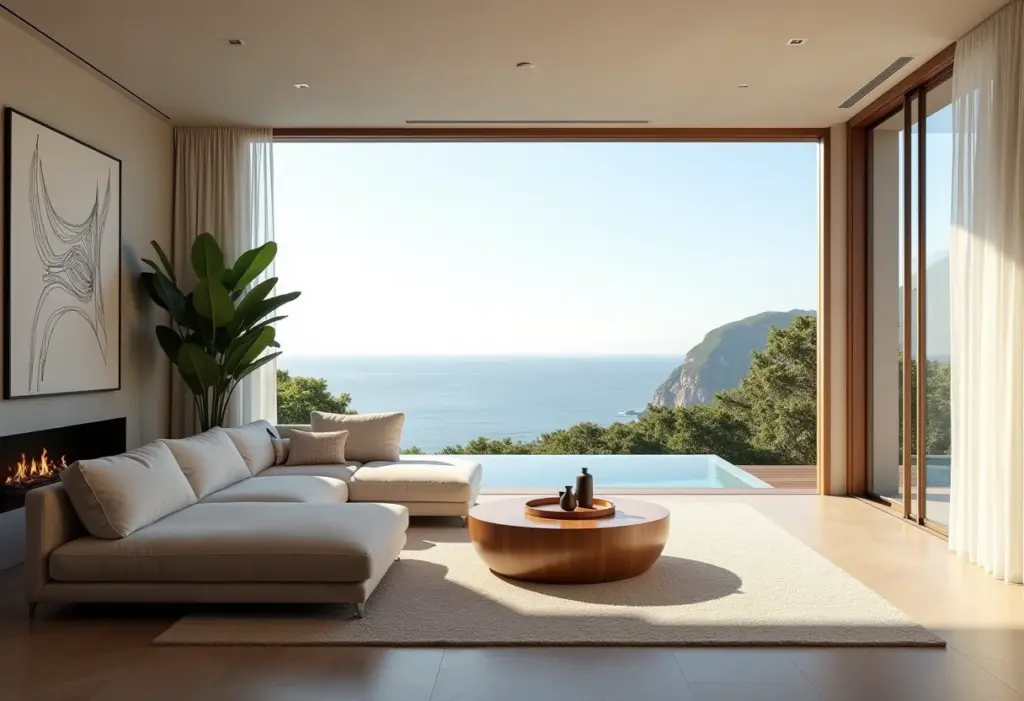 Moradas mais bonitas do Rio: Inspire-se nesses refúgios! Sala de estar luxuosa com vista para o mar no Rio de Janeiro