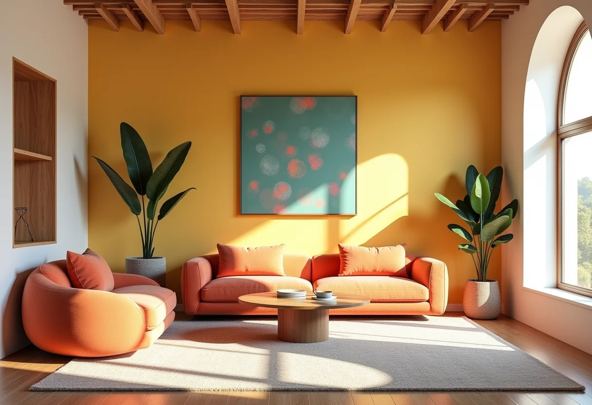 Sala de estar moderna com design brasileiro autêntico