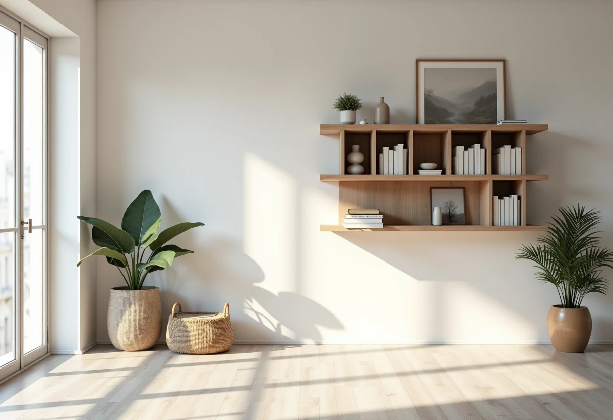 Sala de estar moderna com nichos organizados