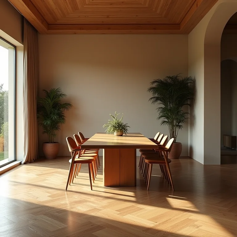 Sala de jantar sem tapete.