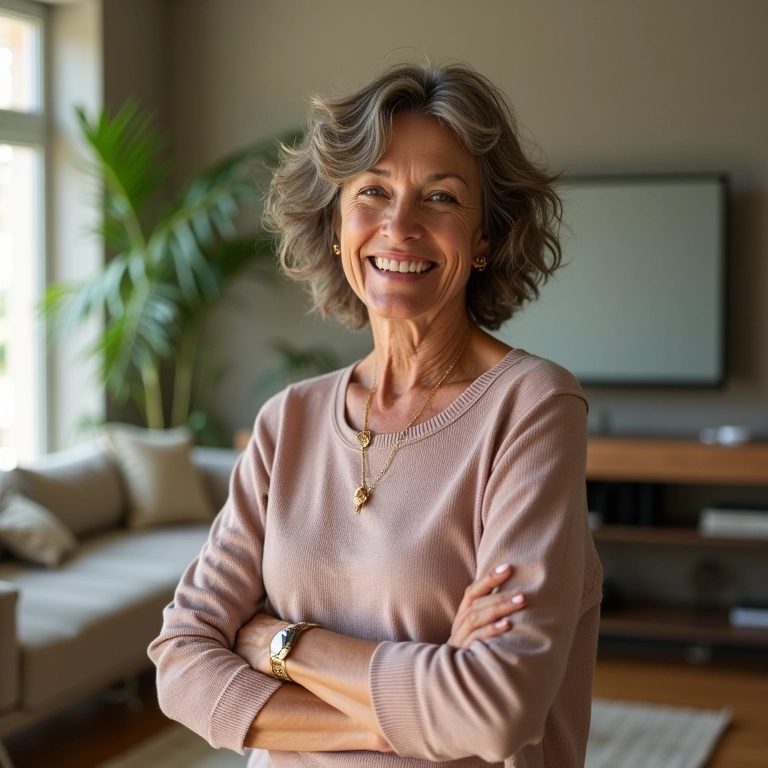 Samambaia em sala de estar iluminada, decoração brasileira.