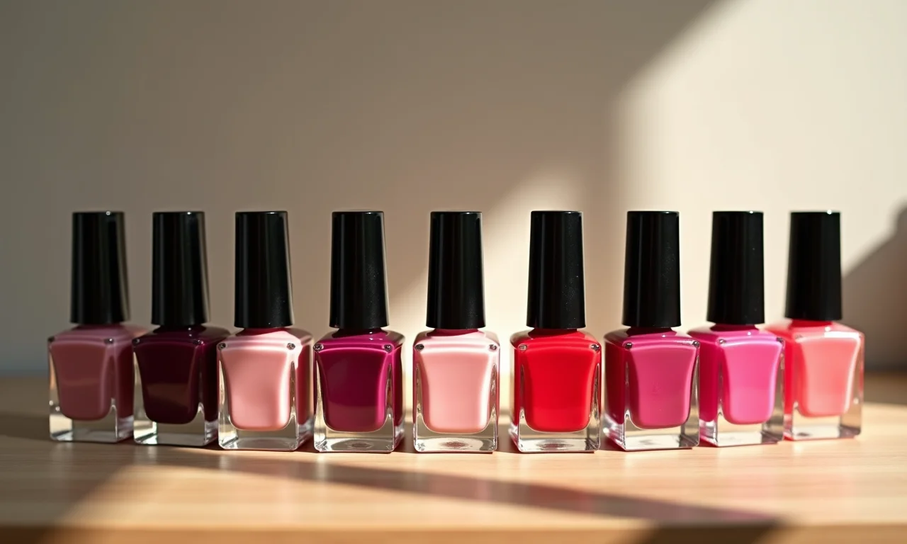 Seleção de esmaltes de diferentes marcas e cores, favoritos da especialista.