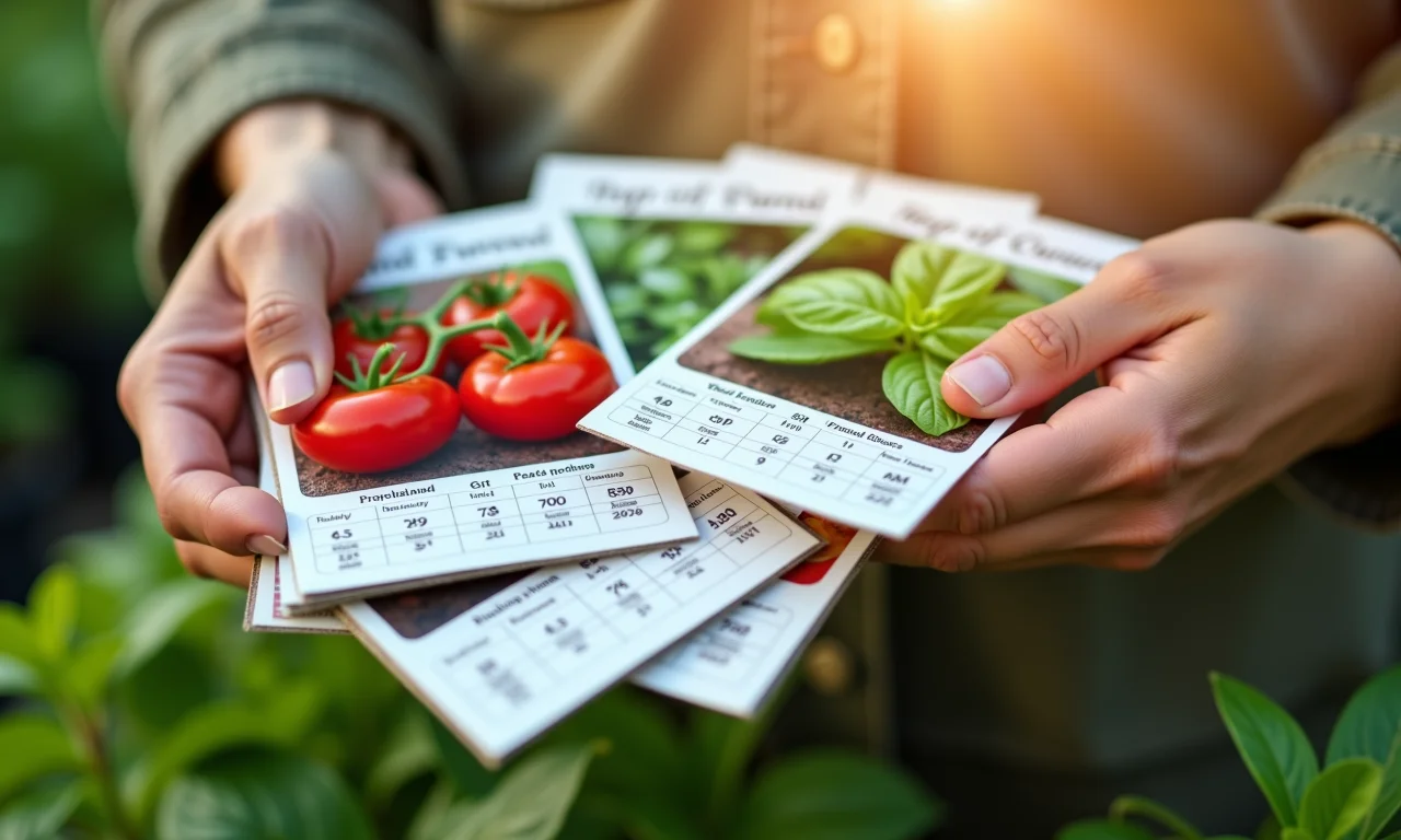 Sementes e calendário indicando épocas ideais de plantio.