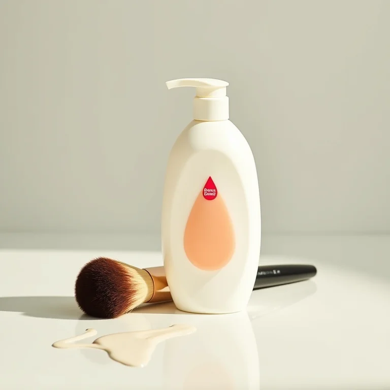 Shampoo Johnson's Baby ao lado de um pincel de maquiagem molhado.