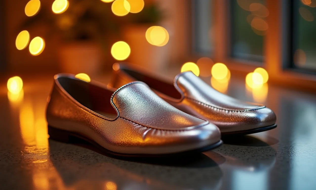 Slippers metalizados para brilhar.