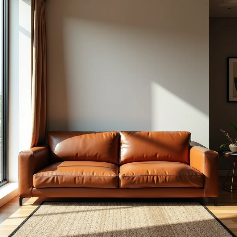 Sofá de couro marrom estiloso, mas pouco funcional