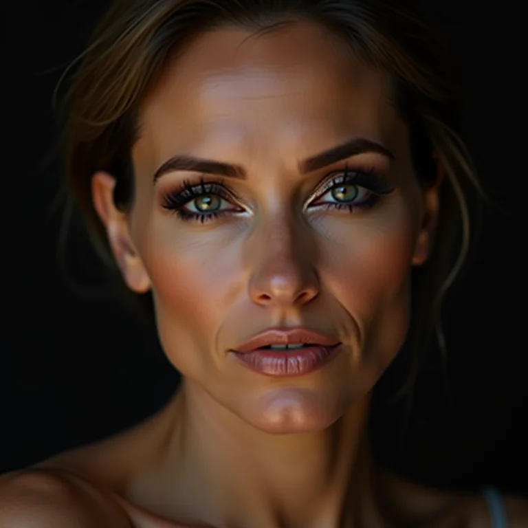 Sombra escura cintilante acentuando o olhar caído.