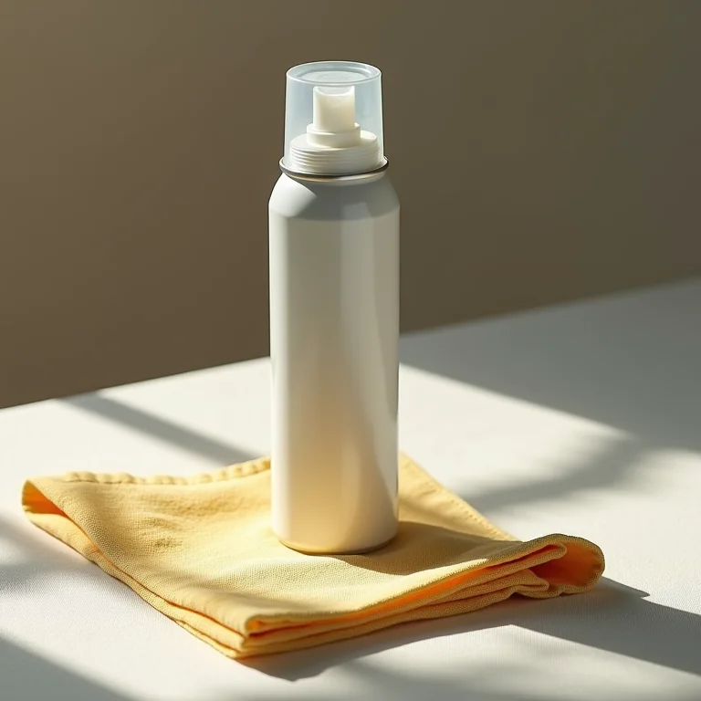 Spray de cabelo sendo usado para remover mancha em tecido.