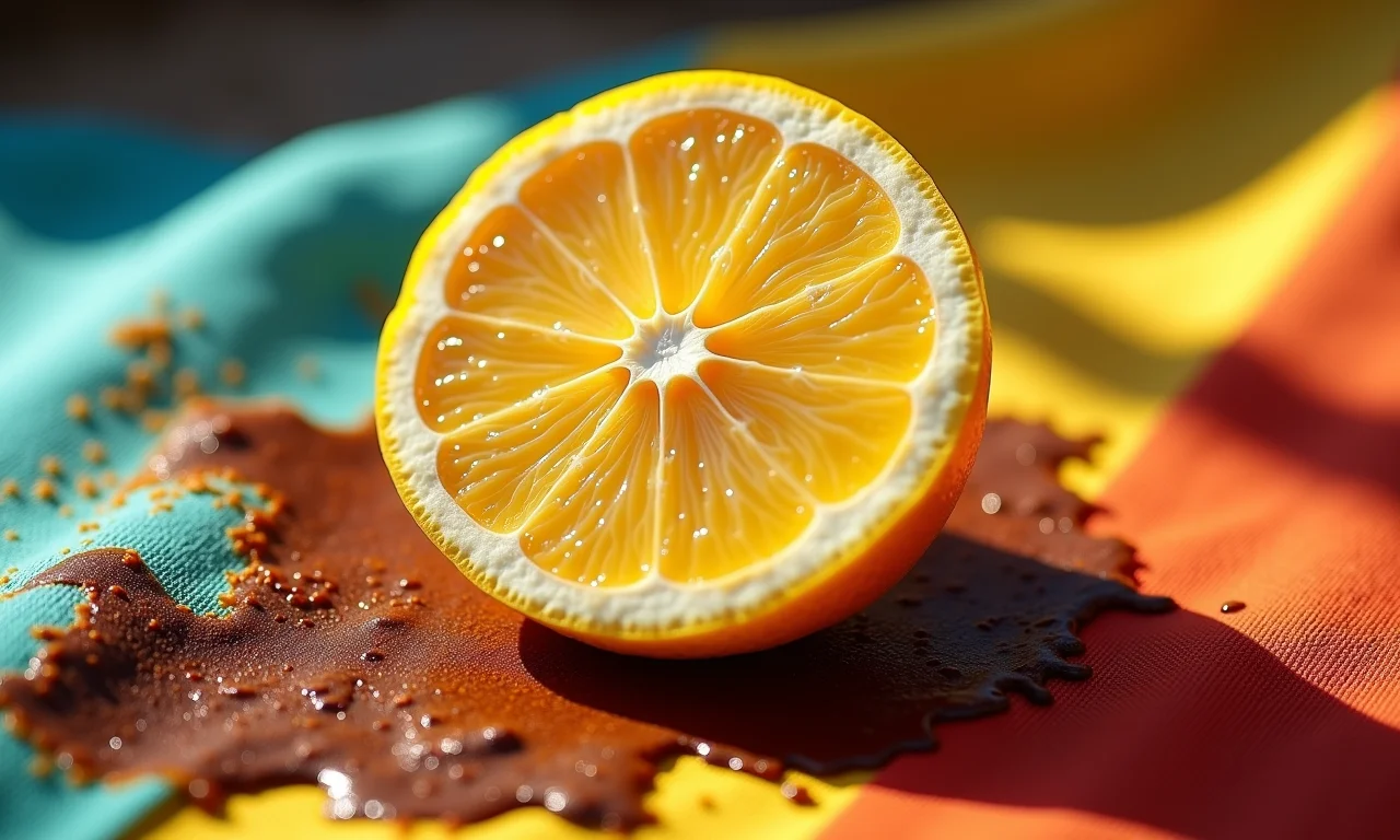 Suco de limão sendo usado para remover mancha de ferrugem.