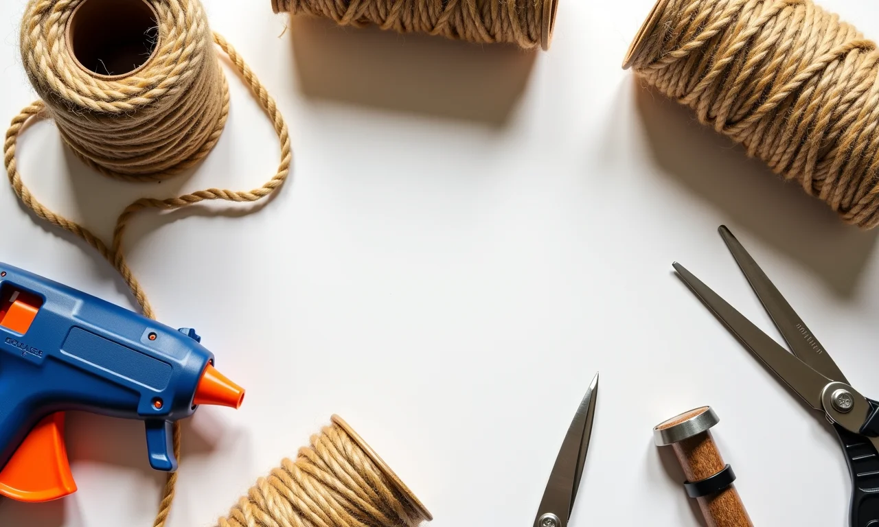 Tabela de materiais e ferramentas essenciais para trabalhar com corda de sisal.