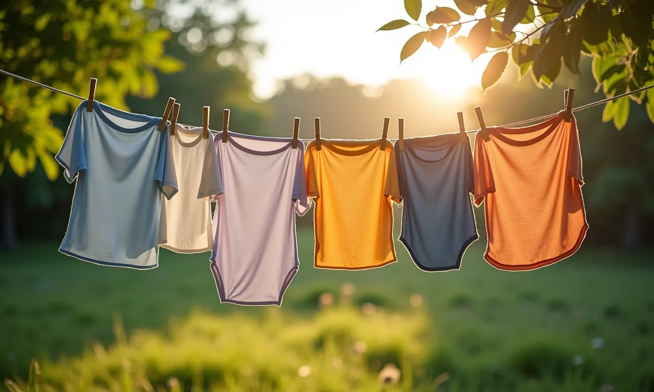 Tecido modal secando ao ar livre, representando sustentabilidade.