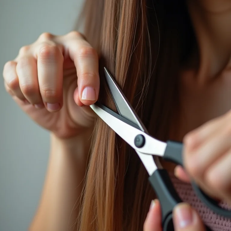 Tesoura cortando as pontas do cabelo