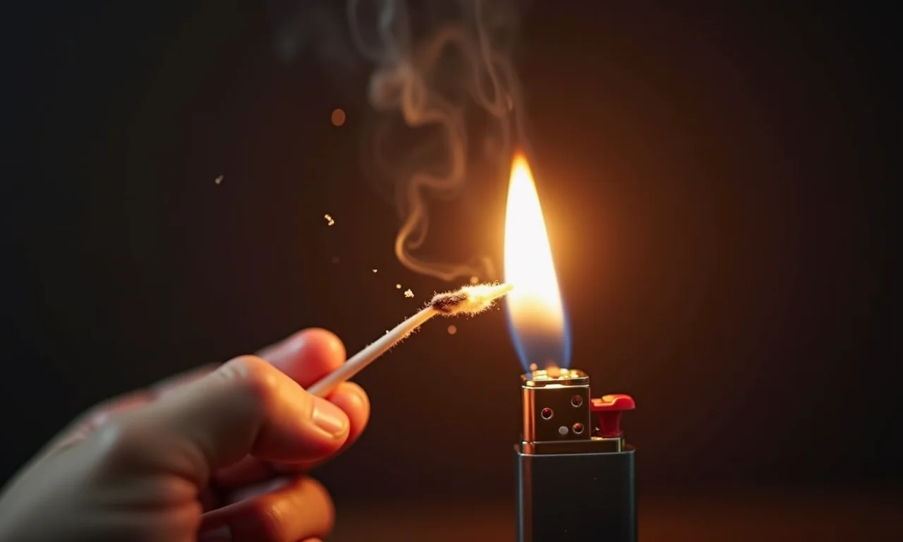 Teste da queimada: fio de seda sendo queimado para identificar o cheiro característico.