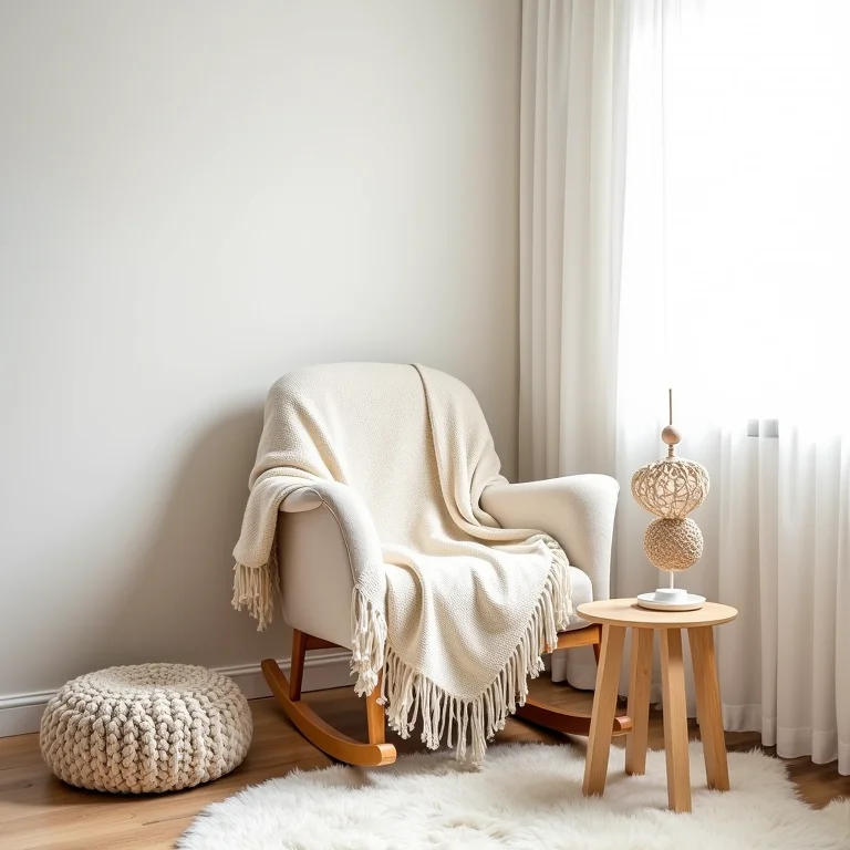 Texturas aconchegantes em um quarto de bebê neutro