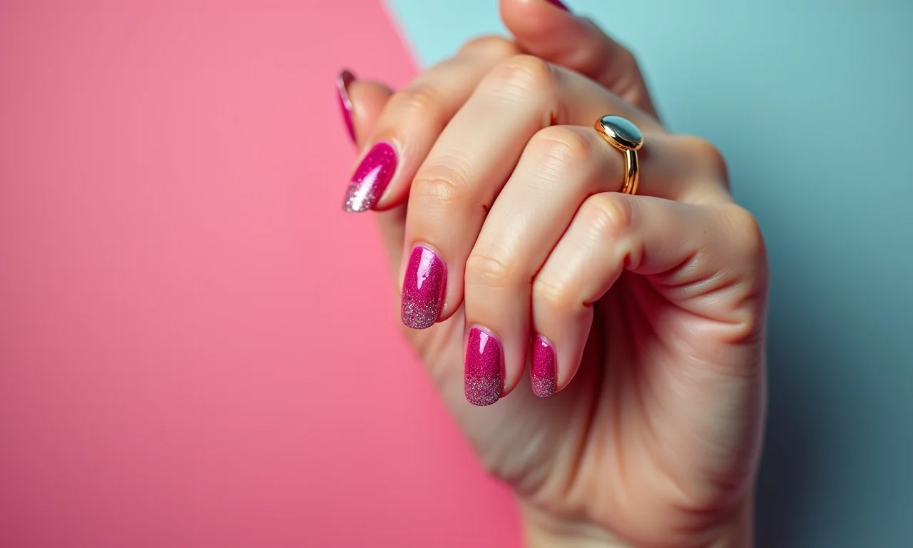 Toque de cor e brilho nas unhas com filha única.