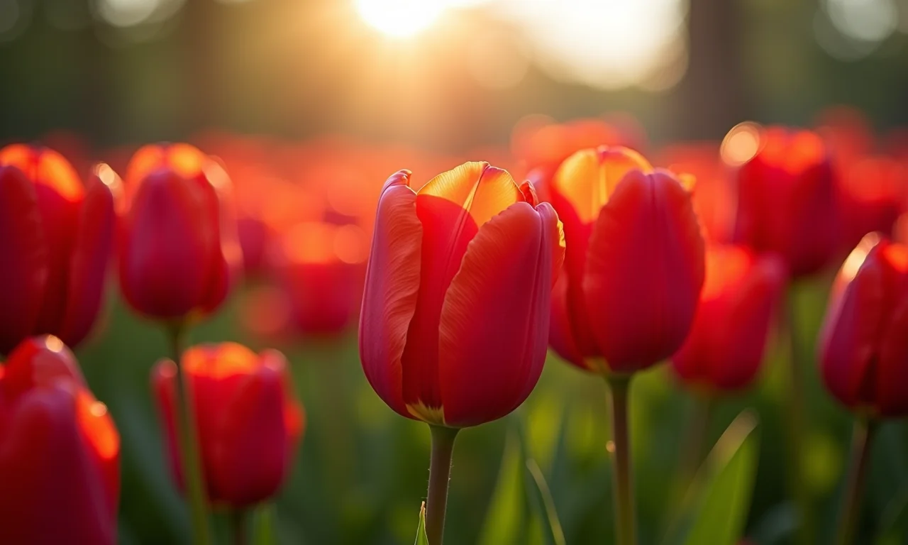 Tulipas vermelhas, simbolizando uma declaração de amor perfeito.