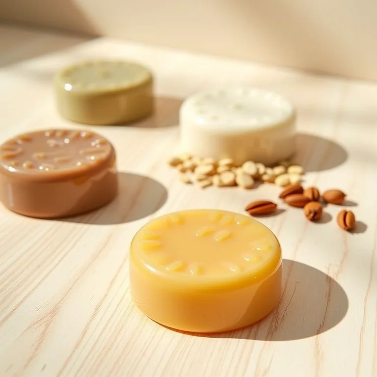 Variedade de condicionadores sólidos para diferentes tipos de cabelo.