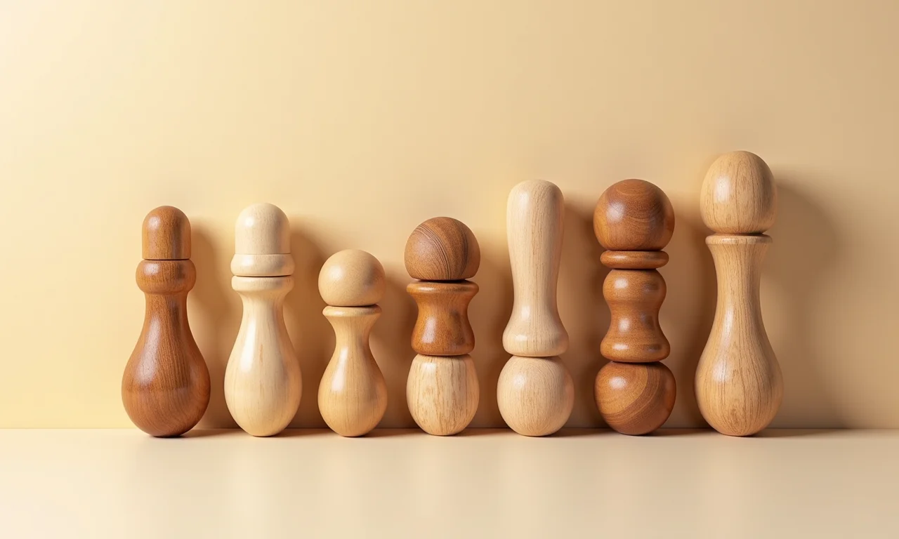 Variedade de madeiras naturais para mordedores de bebê.