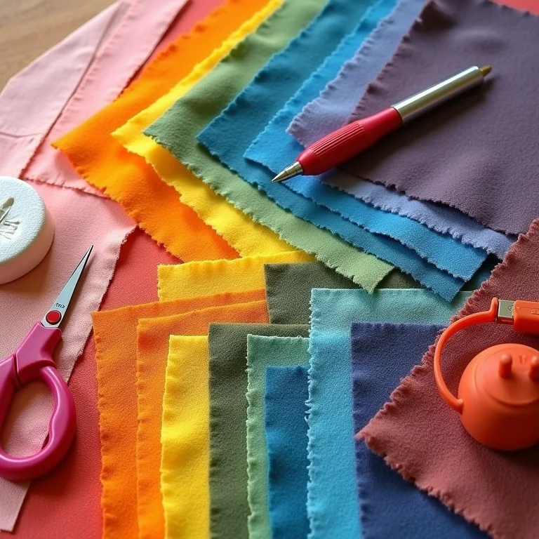 Variedade de materiais e ferramentas para artesanato em feltro.