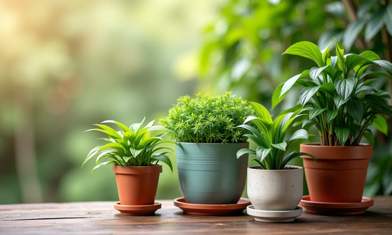 Variedade de plantas em vasos ideais para o cultivo em recipientes.