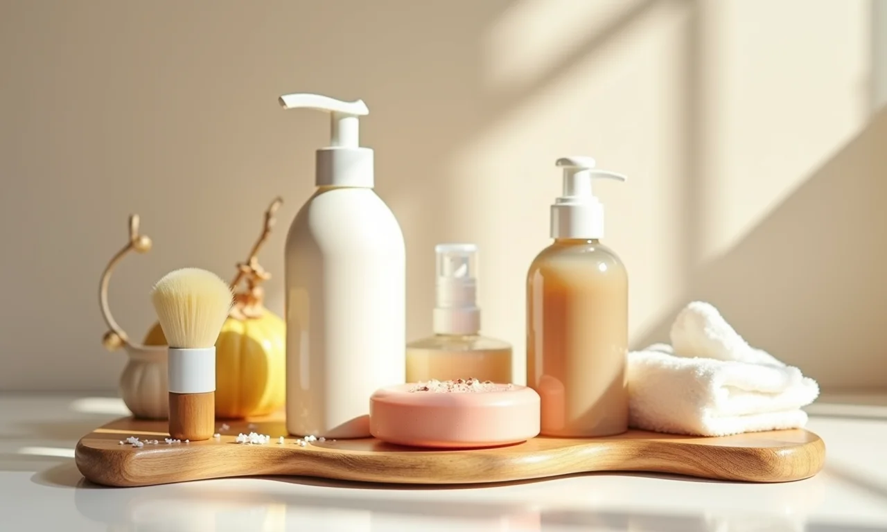 Variedade de produtos para a limpeza de pincéis de maquiagem.