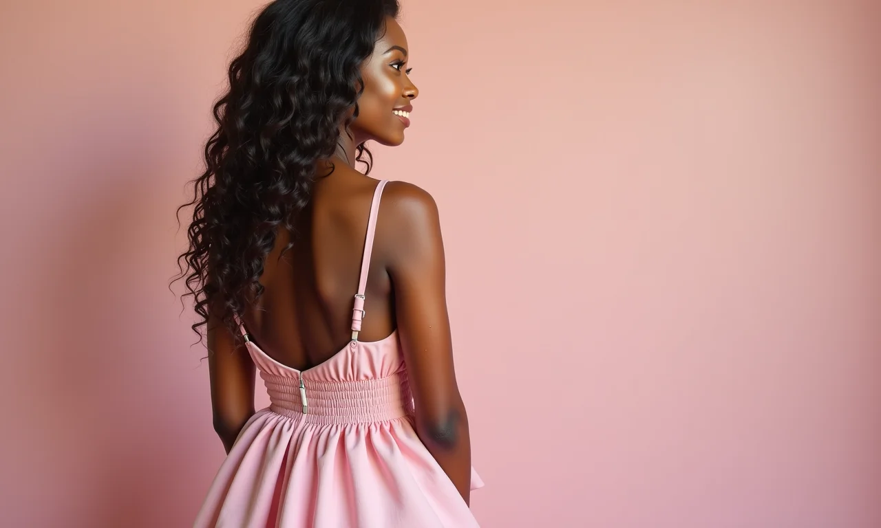 Vestido rosa claro ideal para convidadas de batizado.