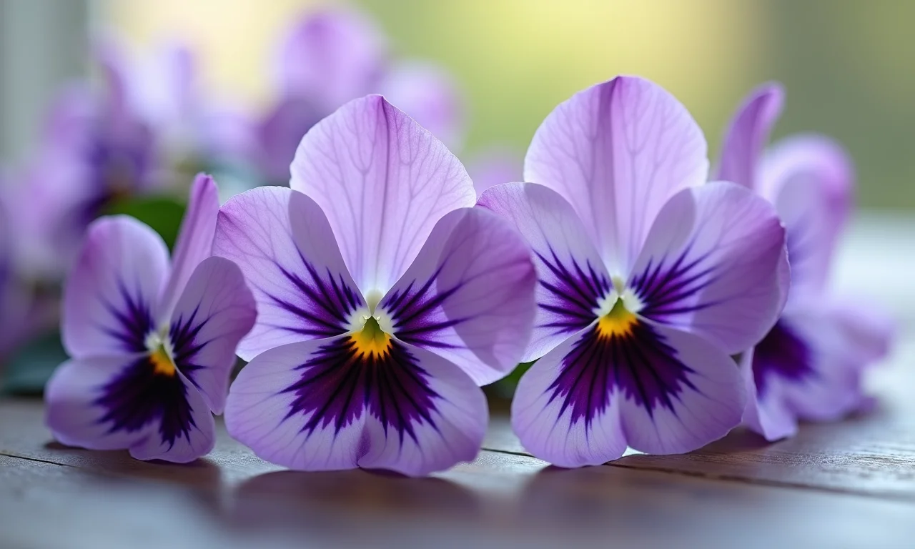 Violetas, simbolizando modéstia e lealdade.