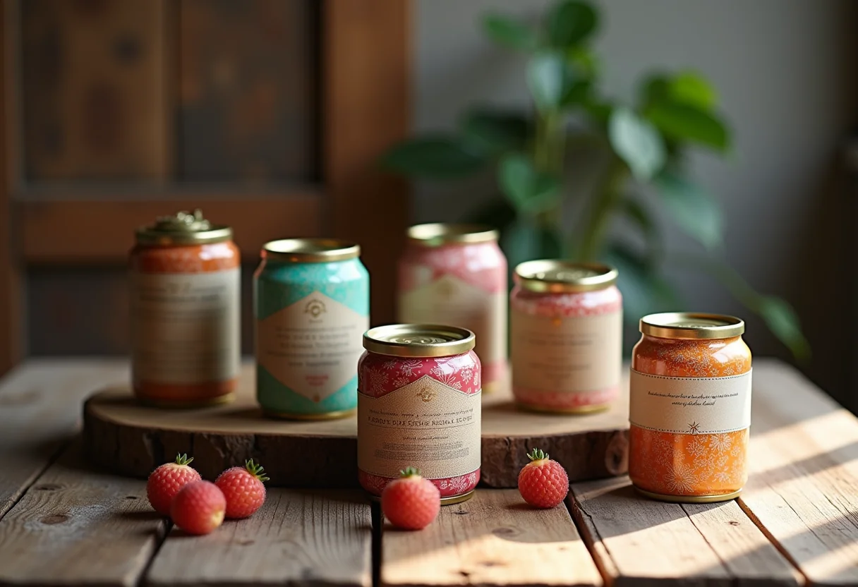 Visão geral criativa de pequenas latas decoradas