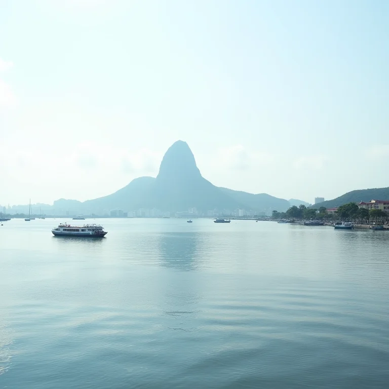 Vista da Urca com a Baía de Guanabara e o Pão de Açúcar
