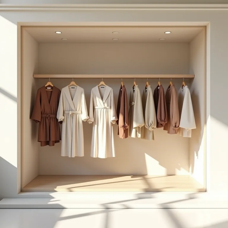 Vitrine virtual minimalista com roupas digitais