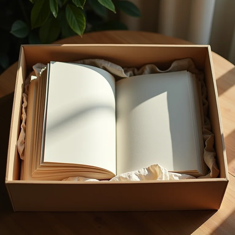 Álbuns de scrapbooking armazenados em caixa protetora.