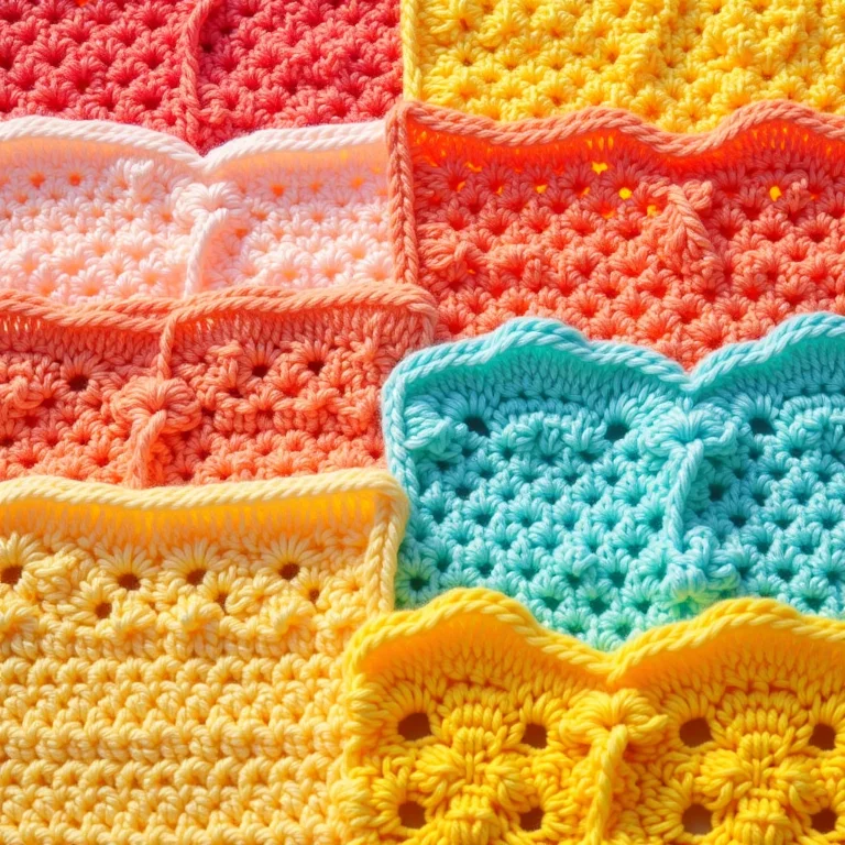 Amostras de crochê em cores vibrantes de verão