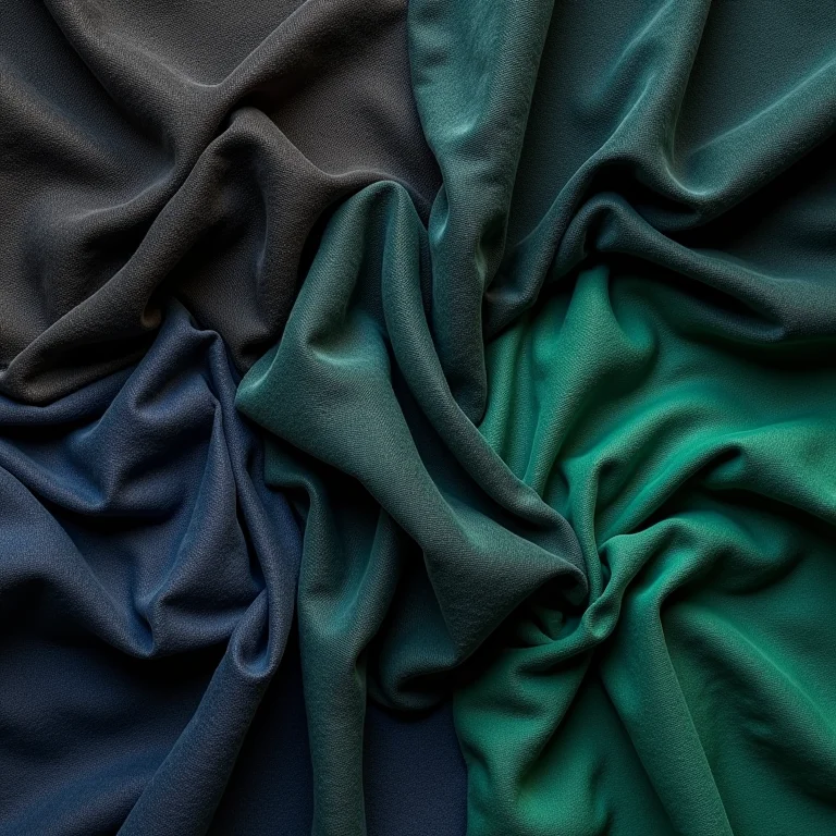 Amostras de tecidos escuros com manchas de tinta desbotada