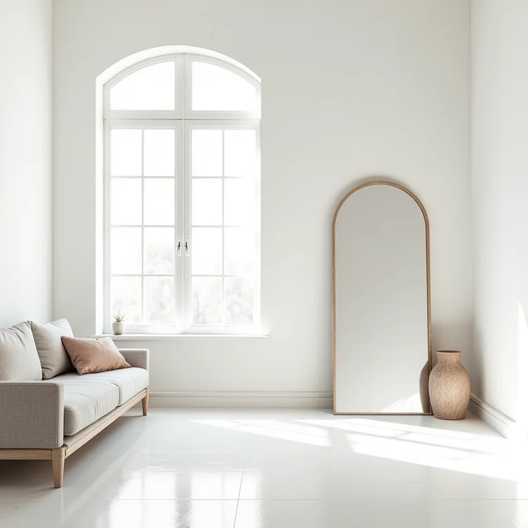 Apartamento pequeno com cores claras e espelho