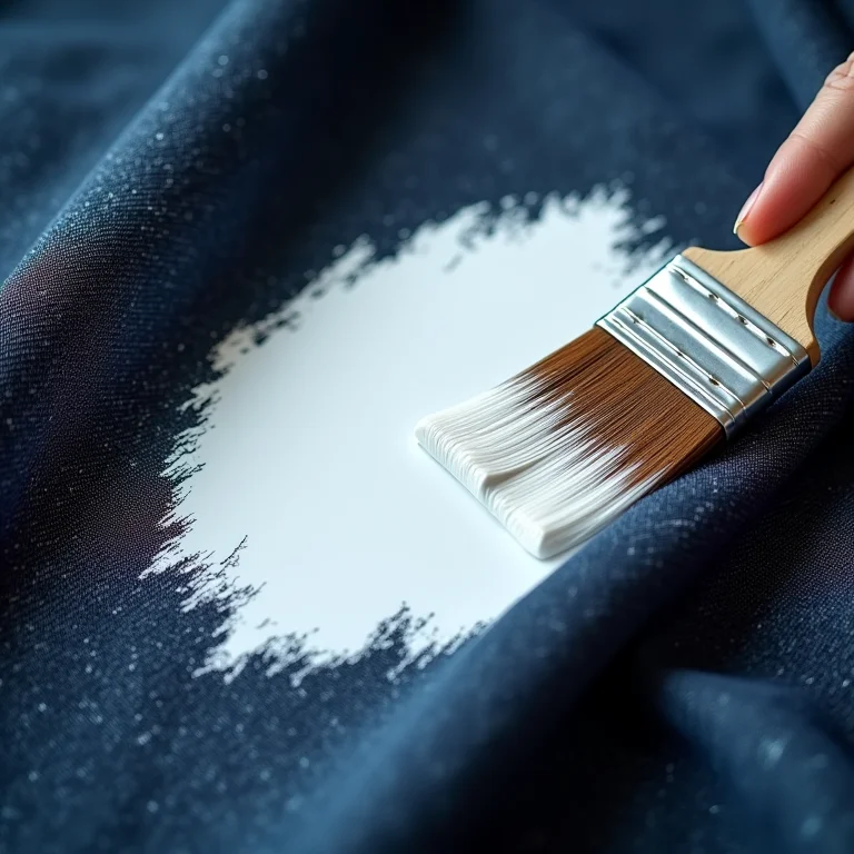 Aplicação de primer branco em tecido escuro