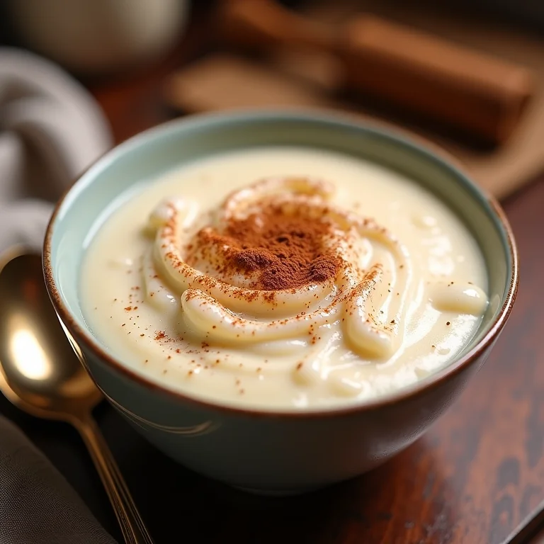 Arroz doce cremoso com canela.
