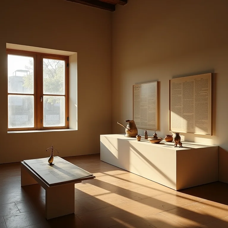 Artefatos e documentos históricos no Museu Pomerano, Pomerode.