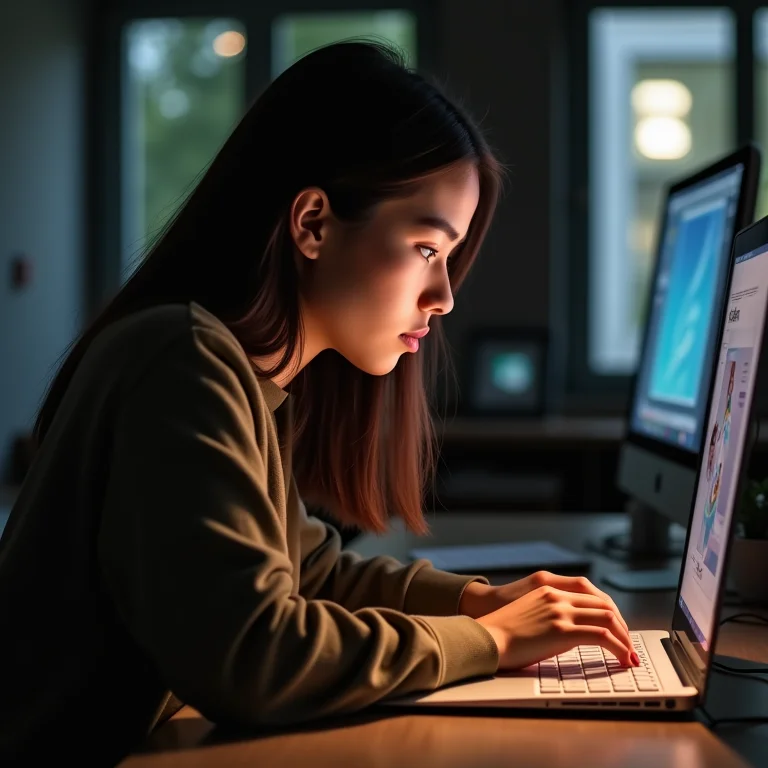 Artesã focada em aprender nova habilidade de design digital.