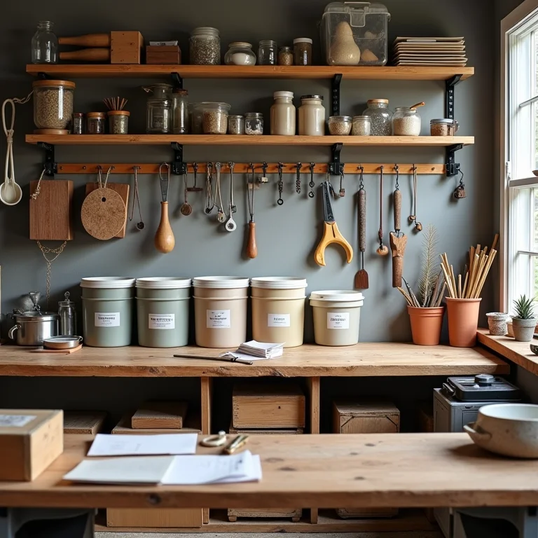 Ateliê organizado e minimalista