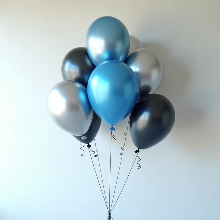 Balões metálicos para decoração de festa masculina.