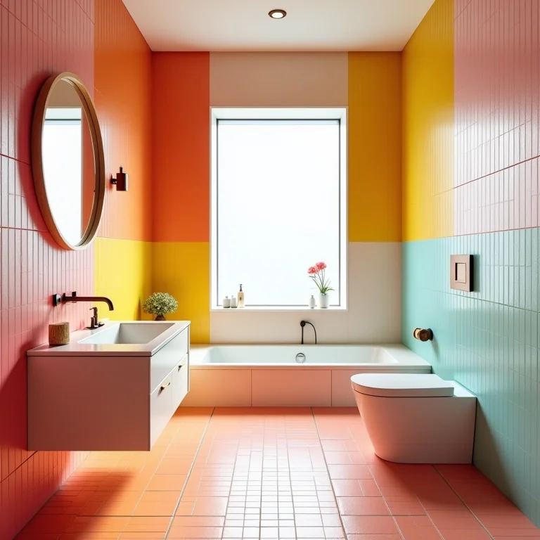 Banheiro com cores vibrantes